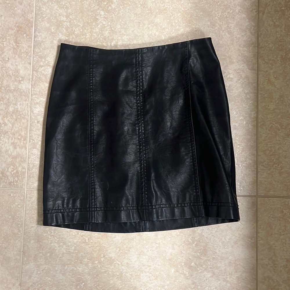 Black, faux leather Free People skirt